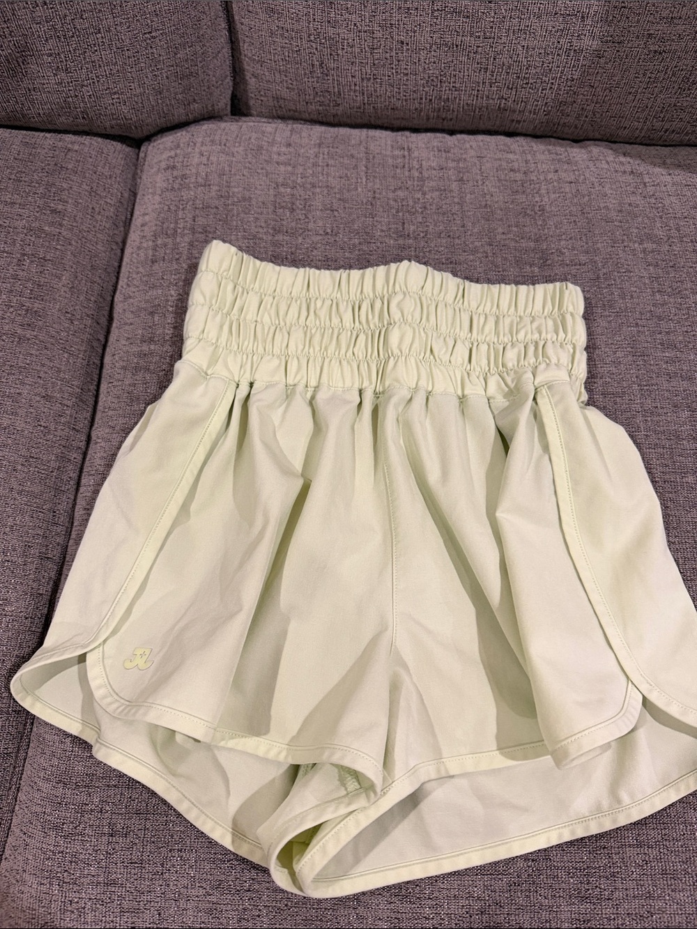 Jo+Jax  Light Green High-Waist Smocked Dancewear Athletic Shorts